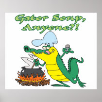 gator soup anyone funny alligator cooking cartoon posters
