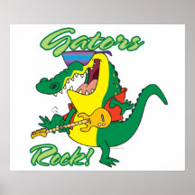 gators rock rock n roll alligator cartoon poster