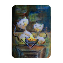 Gatos del dibujo animado - cena de TV Iman Rectangular