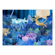 Gatos y gatitos iluminados por la luna tarjetas