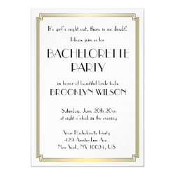 Gatsby Art Deco Gold Bachelorette Party Invite