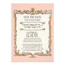 Gatsby Art Deco Nouveau Lace Faux Gold Tulip Announcements