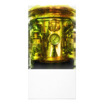 Gauge and Two Brass Lanterns on Fire Truck Photo Card