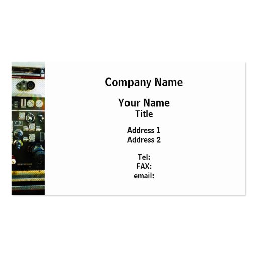 Gauges on Fire Truck Business Card Template (front side)