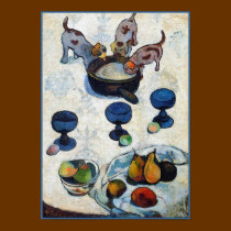 Gauguin Painting: Still Life with 3 Puppies posters