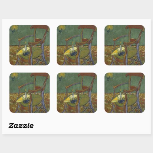 Gauguins Chair By Vincent Van Gogh Square Sticker Zazzle