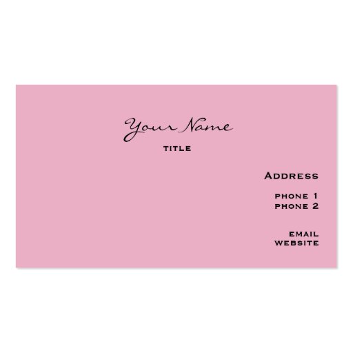 Gawdy Pink and Black Profile Business Cards (back side)