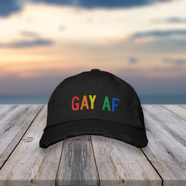 Gay AF Pride Rainbow Embroidered Baseball Cap Zazzle