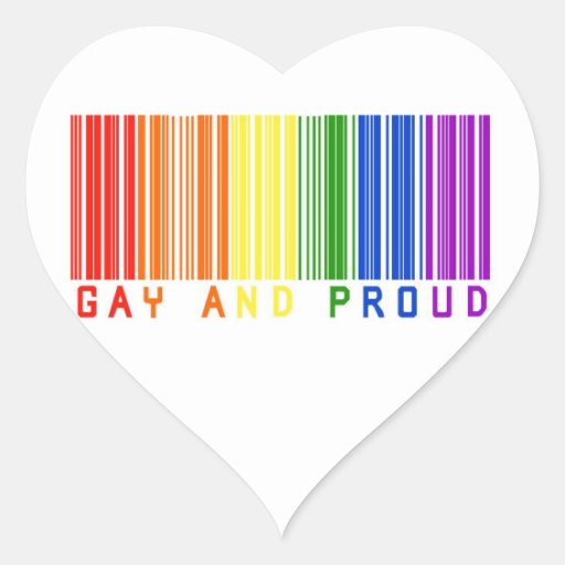 Gay And Proud Bar Code Heart Sticker Zazzle