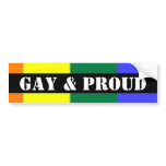 Gay and Proud Rainbow Flag bumper stickers