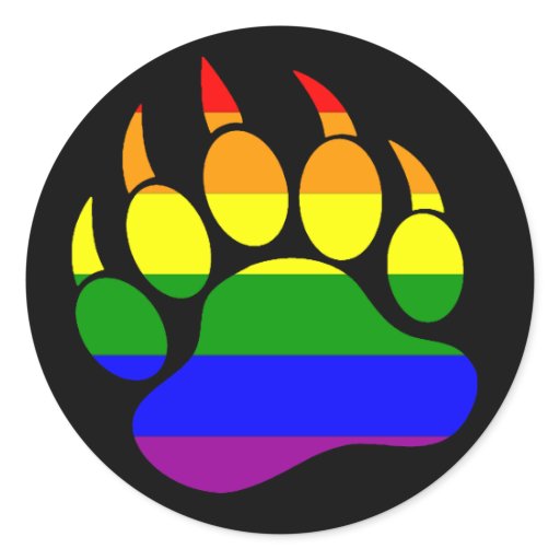 Gay Bear Pride Rainbow Bear Paw Black Classic Round Sticker Zazzle 