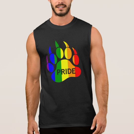 Gay Bear Pride Rainbow Flag Bear Paw Sleeveless Shirt Zazzle