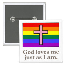 Gay Christian flag slogan button