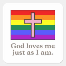 Gay Christian flag slogan Square Sticker