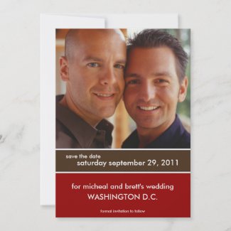 Gay Couple Save the Date Wedding Announcements invitation