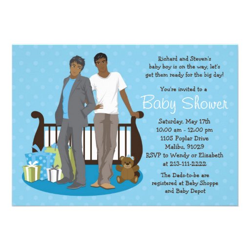 Gay Dads Baby Shower Invitation for Boy