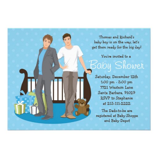Gay Dads Baby Shower Invitation for Boy