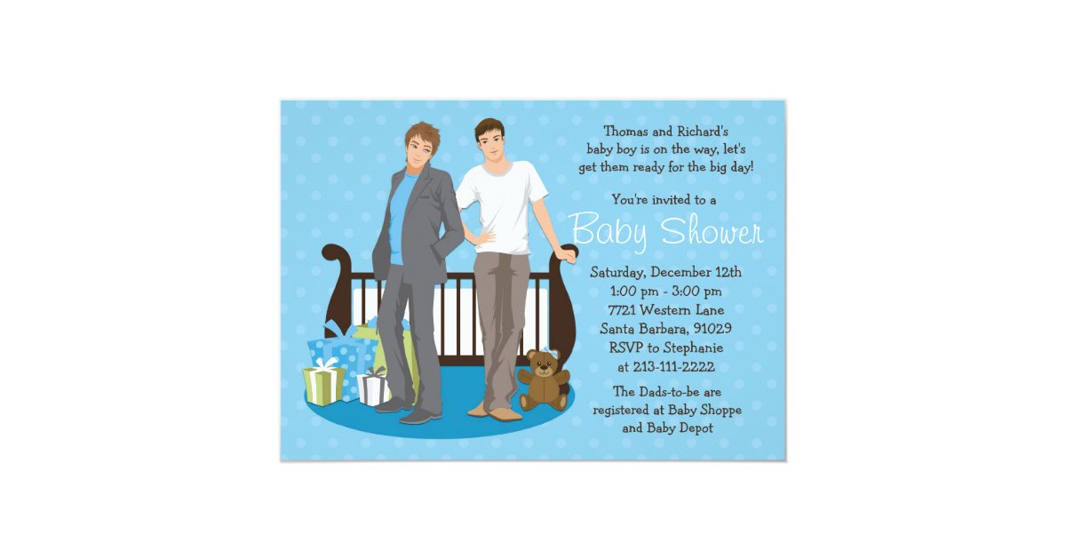 Gay couple baby shower invitations