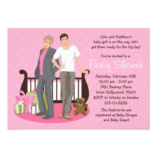 Gay Dads Baby Shower Invitation for Girl