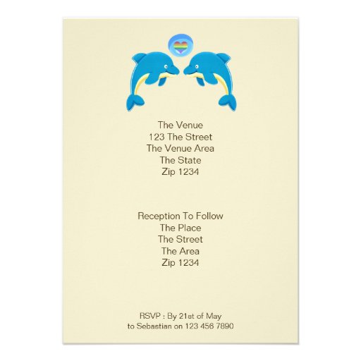 Gay Dolphins And Rainbow Love Heart Bubble Wedding Invitation