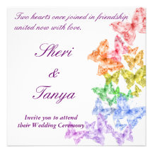 Gay Lasbian Rainbow Wedding Ceremony Invitation