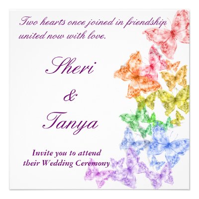 Gay Lasbian Rainbow Wedding Ceremony Invitation