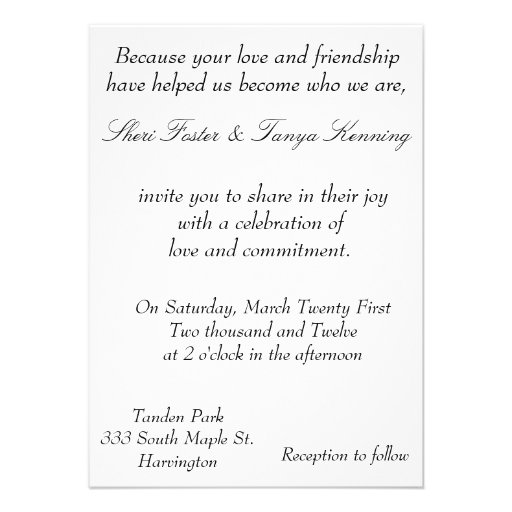 Gay Lasbian Wedding Ceremony Invitation Announce