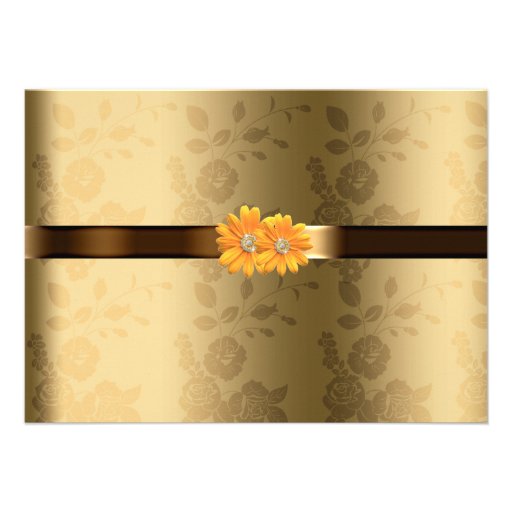 Gay/Lesbian Gold & Chocolate Brown Yellow Flowers Invite