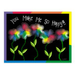 Gay Lesbian Rainbow Flowers Postcard