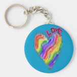 Gay Lesbian Rainbow Heart "Love" Keychains