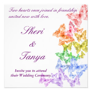 Gay Lesbian Rainbow Wedding Ceremony Invitation