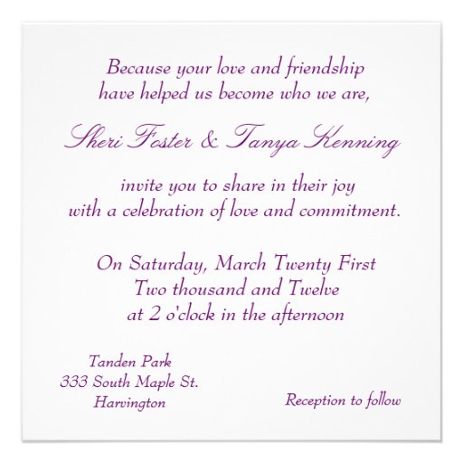 Gay Lesbian Rainbow Wedding Ceremony Invitation