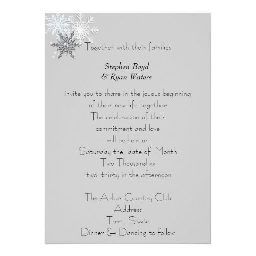 Gay/Lesbian Winter Wedding Invitations