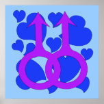 Gay Male Marriage Hearts Print