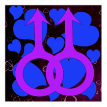 Gay Male Marriage Hearts Poster
