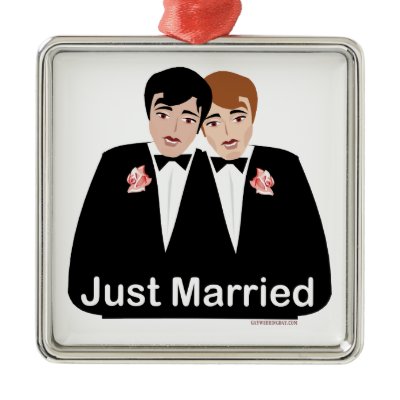 Gay Marriage Groom Christmas Ornaments