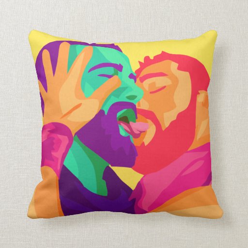 Gay Men Kissing Rainbow Art Colorful Pillow Zazzle 