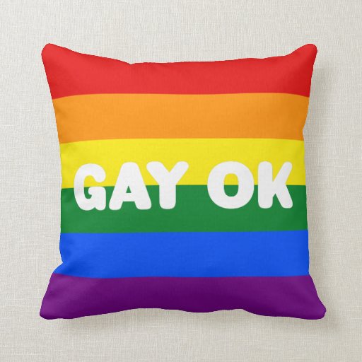 Gay Ok Big Statement Lgbt Gay Pride Rainbow Flag Pillows Zazzle 