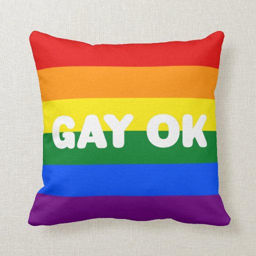GAY OK Big Statement LGBT Gay Pride Rainbow Flag Pillows Zazzle