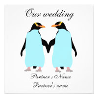 Gay, Pastel penguins wedding invitation