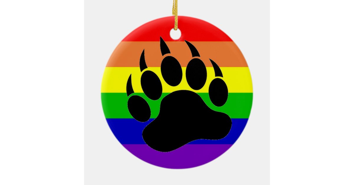 Gay Pride Bear Paw Ceramic Ornament Zazzle 