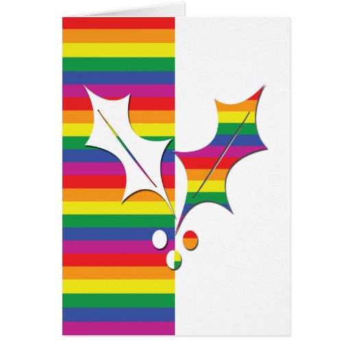Gay Pride Christmas Holly Card | Zazzle