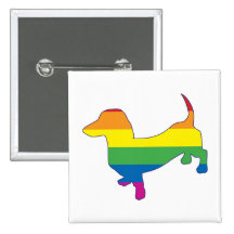 Gay Pride Dachshund/Wiener Pinback Button