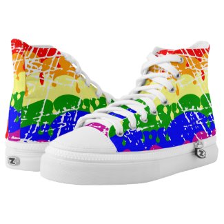 Gay Pride Dripping Paint Rainbow Pattern Printed Shoes