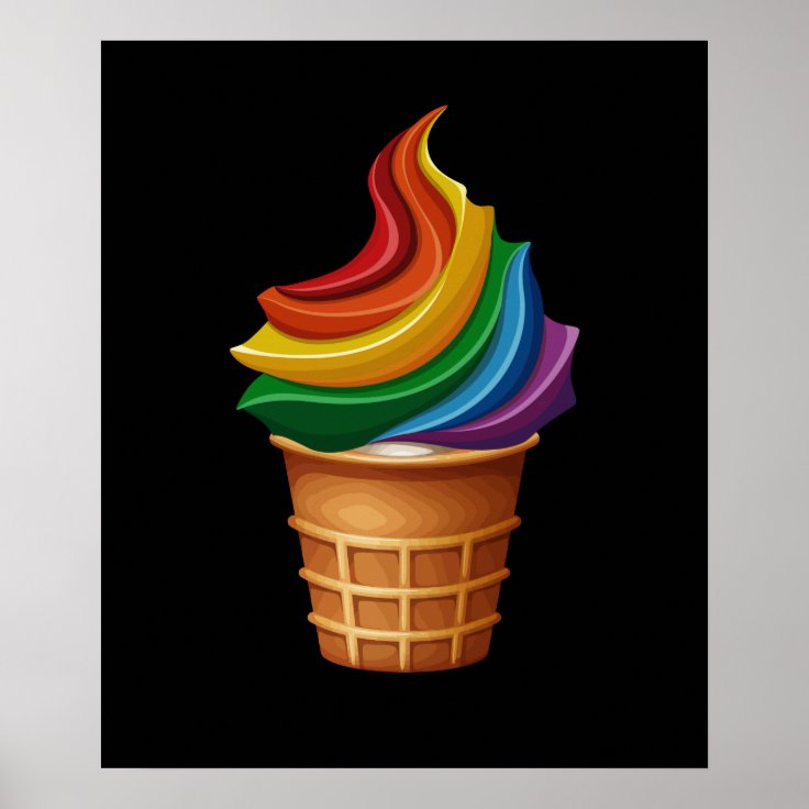 Gay Pride Gift LGBT Rainbow Ice Cream Poster Zazzle