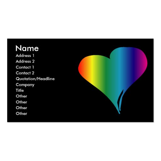 Gay Pride Heart Business Card Template (front side)