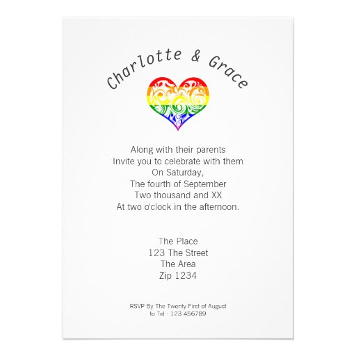 Gay Pride Heart Simple Elegance Custom Announcement