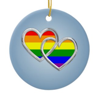 Gay Pride Hearts Ornament