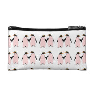 Gay Pride Lesbian Penguins Holding Hands Cosmetic Bags