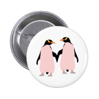 Gay Pride Lesbian Penguins Holding Hands 2 Inch Round Button